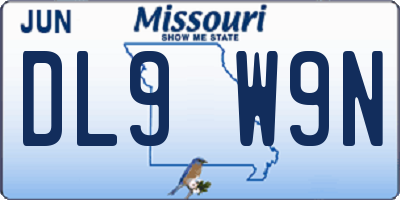 MO license plate DL9W9N