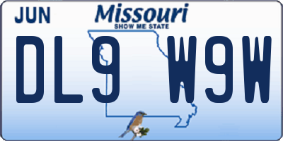 MO license plate DL9W9W