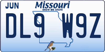 MO license plate DL9W9Z