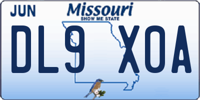 MO license plate DL9X0A