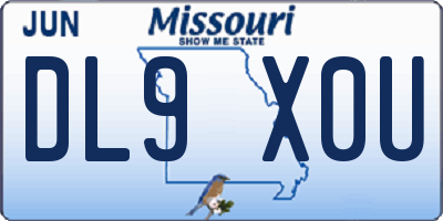 MO license plate DL9X0U