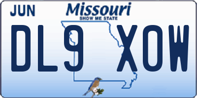 MO license plate DL9X0W