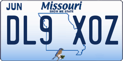 MO license plate DL9X0Z