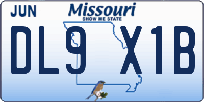 MO license plate DL9X1B