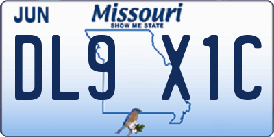 MO license plate DL9X1C