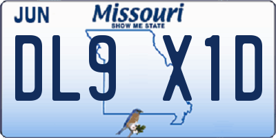 MO license plate DL9X1D
