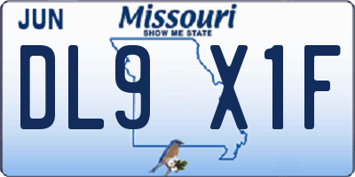 MO license plate DL9X1F