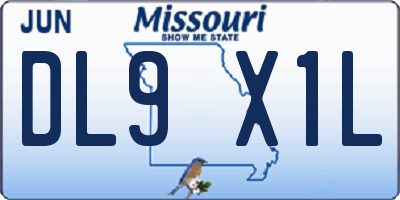 MO license plate DL9X1L