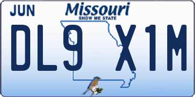 MO license plate DL9X1M