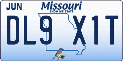 MO license plate DL9X1T