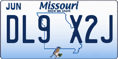 MO license plate DL9X2J