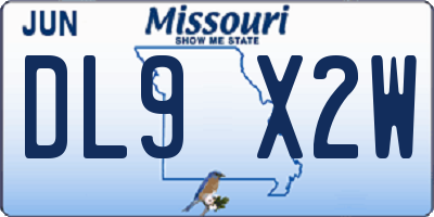 MO license plate DL9X2W