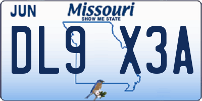 MO license plate DL9X3A