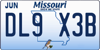 MO license plate DL9X3B