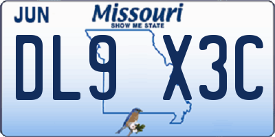 MO license plate DL9X3C