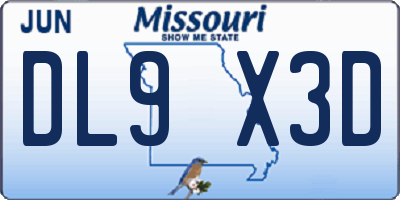 MO license plate DL9X3D
