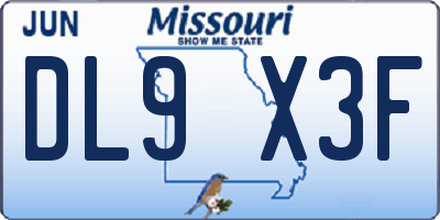 MO license plate DL9X3F