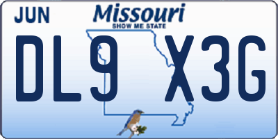 MO license plate DL9X3G