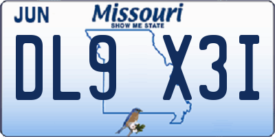 MO license plate DL9X3I