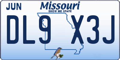 MO license plate DL9X3J