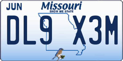 MO license plate DL9X3M