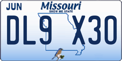 MO license plate DL9X3O