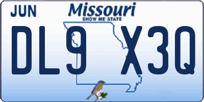 MO license plate DL9X3Q
