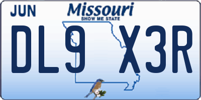 MO license plate DL9X3R