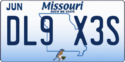 MO license plate DL9X3S