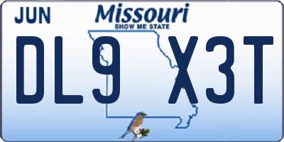 MO license plate DL9X3T