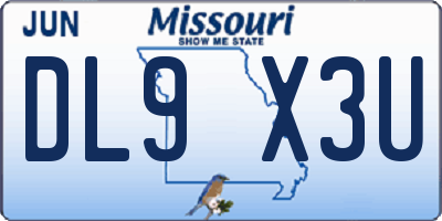 MO license plate DL9X3U