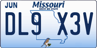 MO license plate DL9X3V
