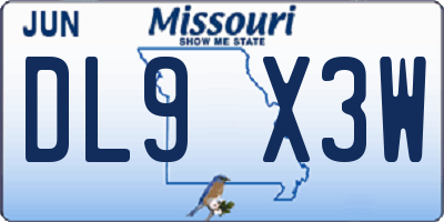 MO license plate DL9X3W