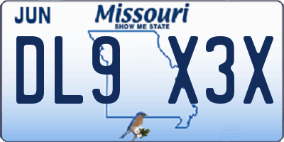 MO license plate DL9X3X