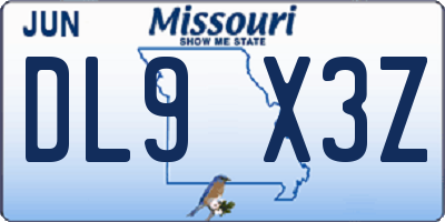 MO license plate DL9X3Z