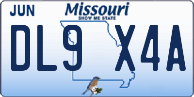 MO license plate DL9X4A