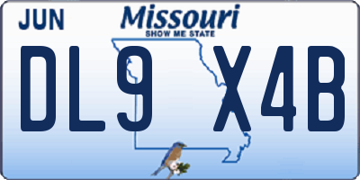 MO license plate DL9X4B