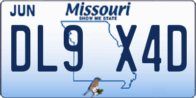 MO license plate DL9X4D