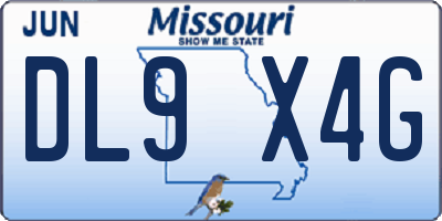 MO license plate DL9X4G