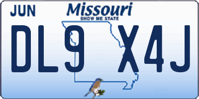 MO license plate DL9X4J