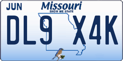 MO license plate DL9X4K