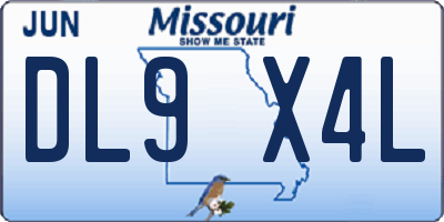 MO license plate DL9X4L