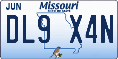 MO license plate DL9X4N