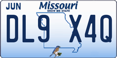 MO license plate DL9X4Q