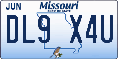 MO license plate DL9X4U
