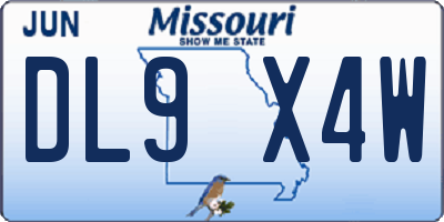 MO license plate DL9X4W