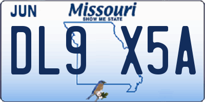 MO license plate DL9X5A