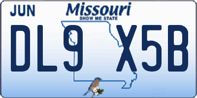 MO license plate DL9X5B