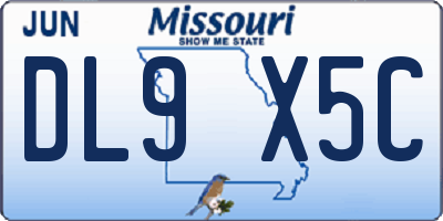 MO license plate DL9X5C