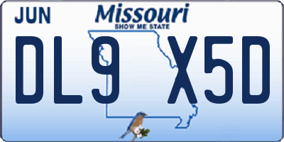 MO license plate DL9X5D